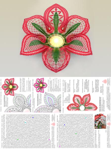 561 Klöppelbrief Blüte "Ritterstern" für Teelichthalter